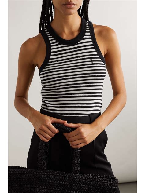 ysl striped tank|SAINT LAURENT Distressed striped cotton tank.